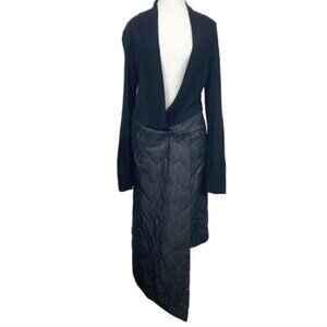 MARIE SAINT PIERRE ANGORA WOOL BLEND BLACK KNIT QUILTED COMBO ASYMMETRICAL DRESS